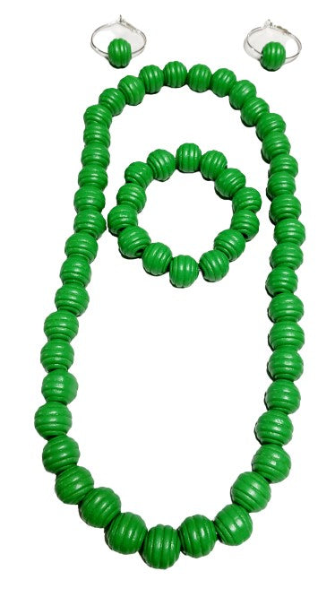 Green Fluted Jewelry Set