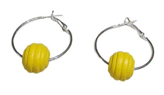Silver and Yellow Fluted Earrings