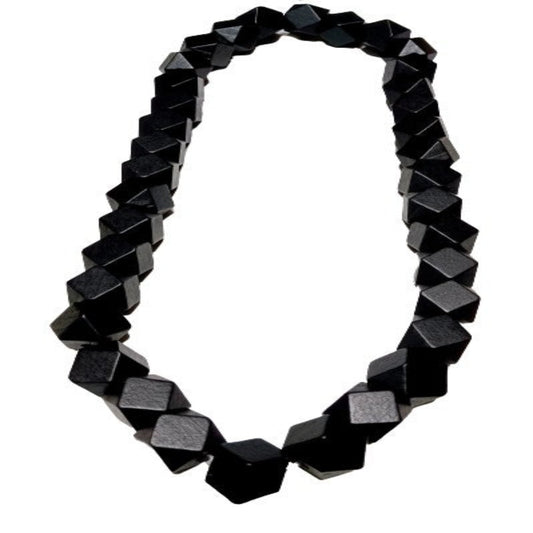 Large Cube Bead Black Necklace