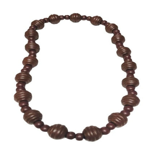 Brown Fluted and Round Necklace