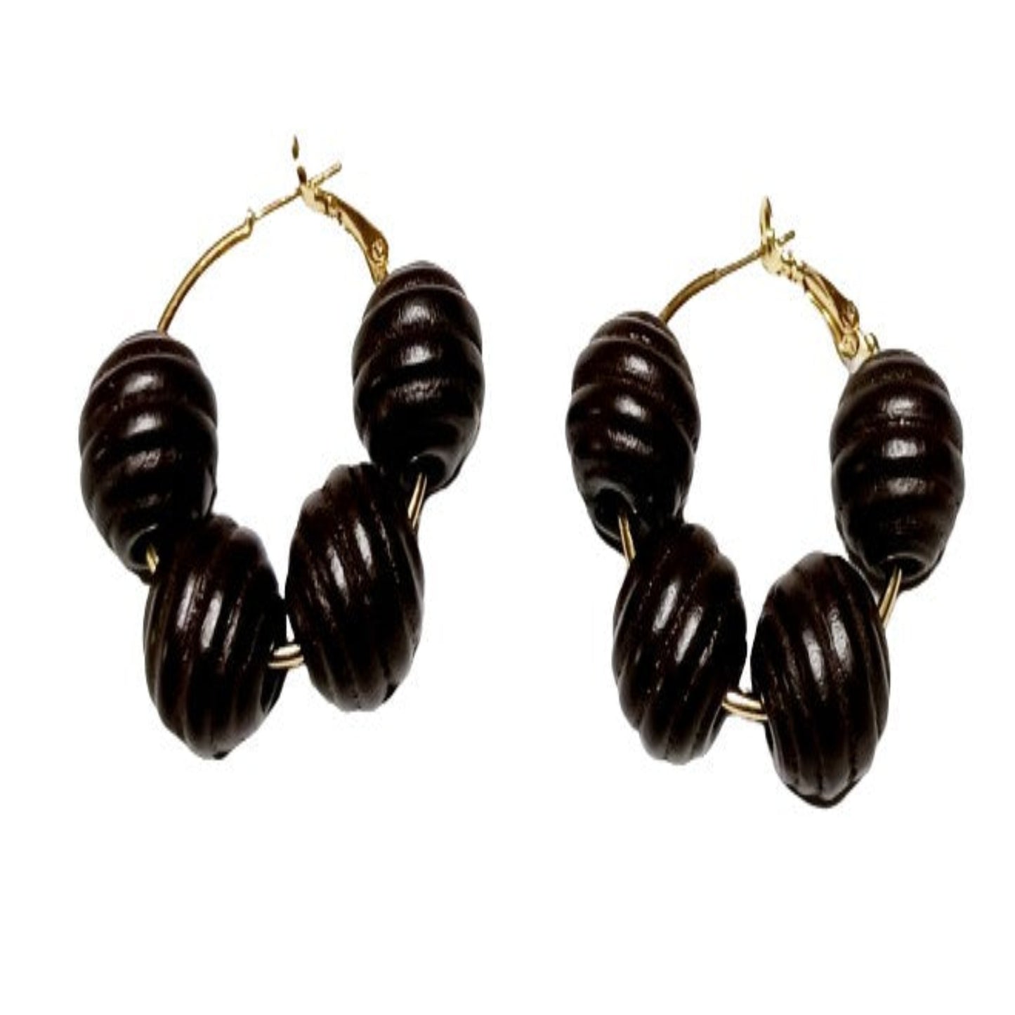 Dark Brown Fluted Earrings