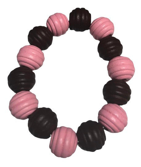 Pink and dark brown fluted bracelet