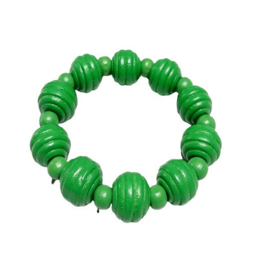 Green Fluted and Round Bracelet