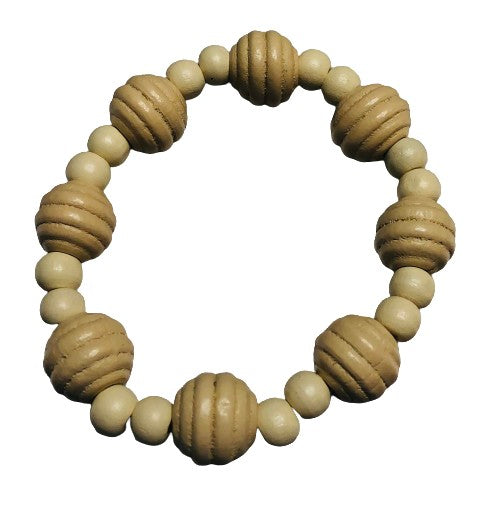 Ivory fluted and round bead bracelet