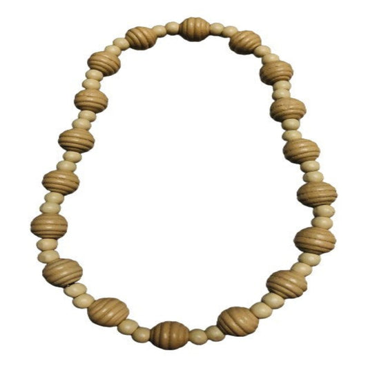 Ivory fluted and round bead necklace