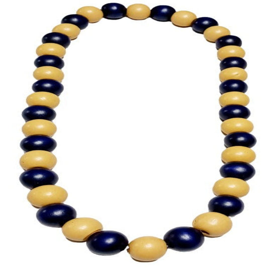 Navy Blue and Natural Color Necklace